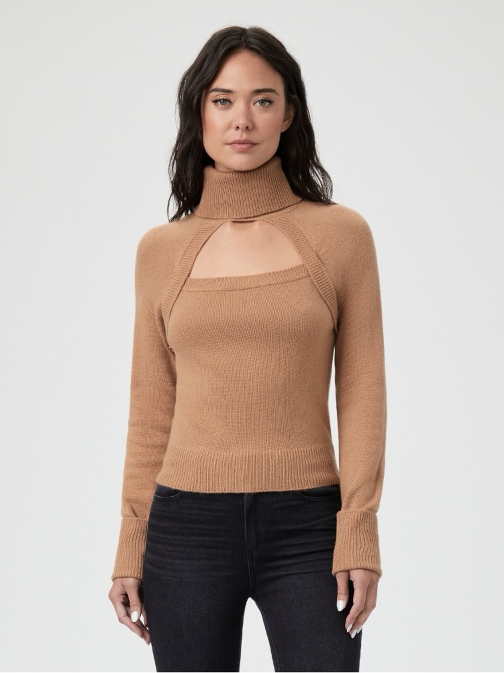 PAIGE Cherise Teal blue green cut out Turtleneck Sweater women’s size small - Picture 2 of 7